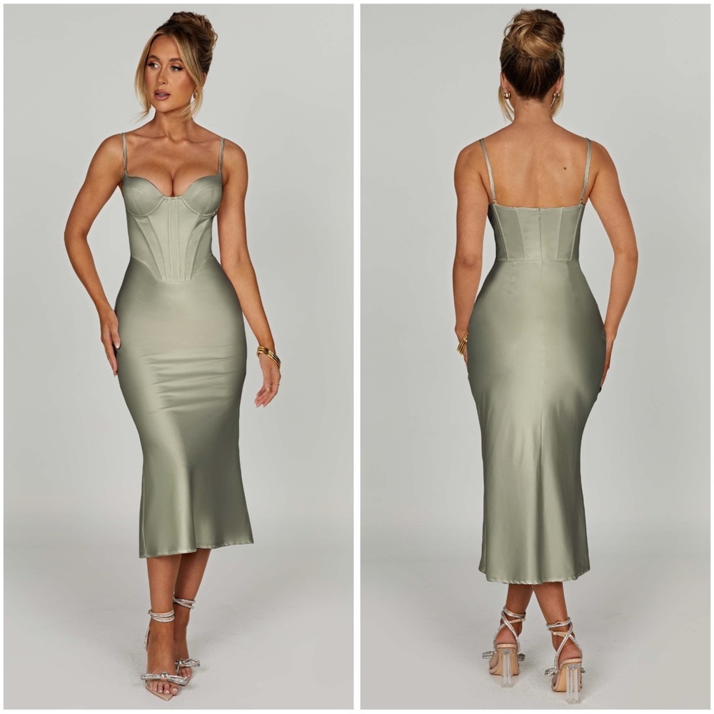 Babyboo Farrah Sage Green Midi Corset Dress M NWOT